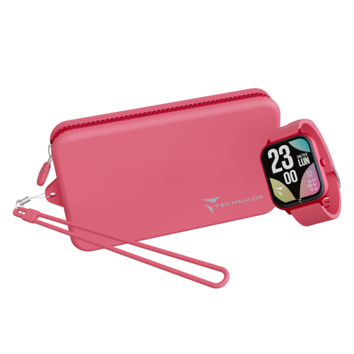 TECHMADE SMARTWATCH DARK PINK + BAG TM-GLOW-DPK