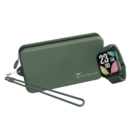 TECHMADE SMARTWATCH DARK GREEN + BAG TM-GLOW-DGR