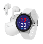 TECHMADE SMARTWATCH SILVER case+WHITE belt+WHITE earbud BUNDLE