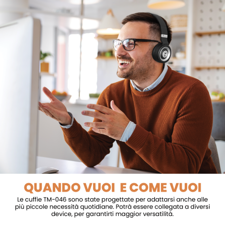 TECHMADE CUFFIE SENZA FILO CON MICROFONO GRIGIA