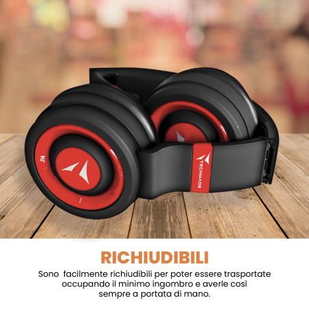 TECHMADE CUFFIE SENZA FILO CON MICROFONO RED