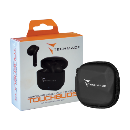 TECHMADE AURICOLARI SENZA FILO CON BOX DI RICARICA TM-XM201-BK