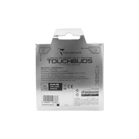 TECHMADE EARBUDS CON PATTERN ARANCIONE TM-XM191-BKOR