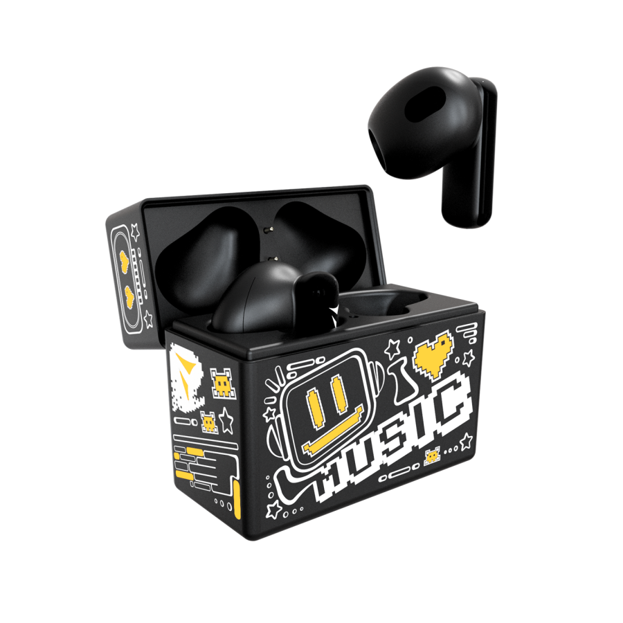 TECHMADE EARBUDS CON PATTERN GIALLO TM-XM191-BKYE