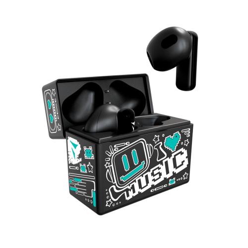 TECHMADE EARBUDS CON PATTERN VERDE TM-XM191-BKGR