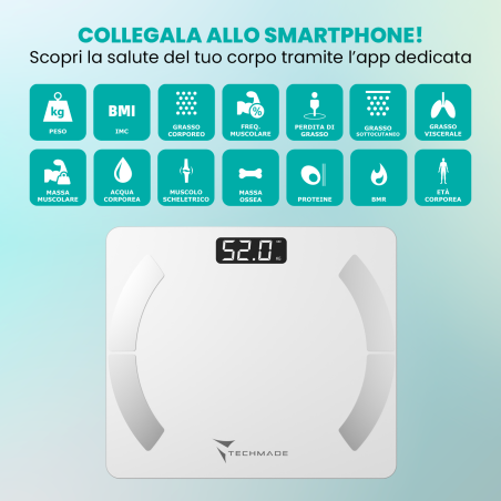 TECHMADE BILANCIA SMARTDIGITALE WHITE