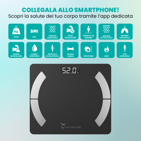 TECHMADE BILANCIA SMARTDIGITALE BLACK