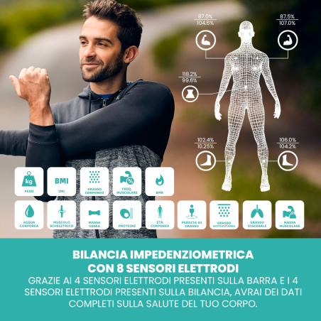 TECHMADE BILANCIA BODY FAT CON 8 ELETTRODI IMPENDEZIOMETRICA